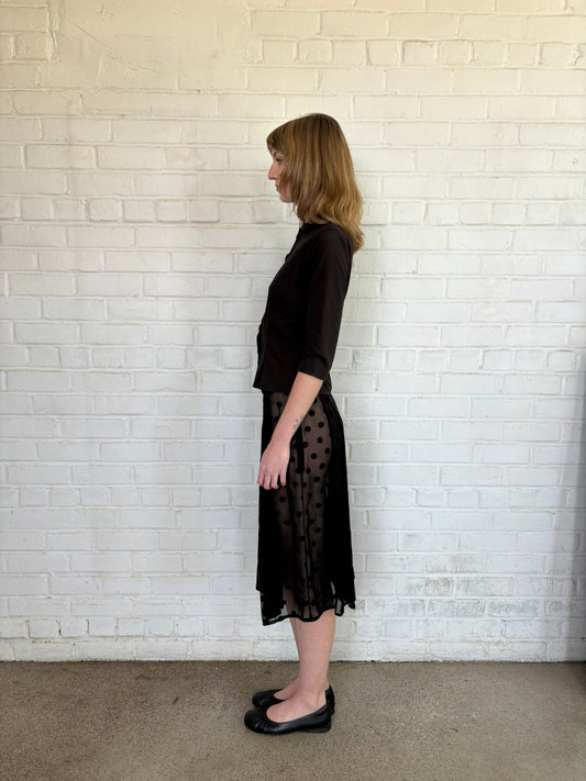 Agnés B Polka Dot Midi Skirt