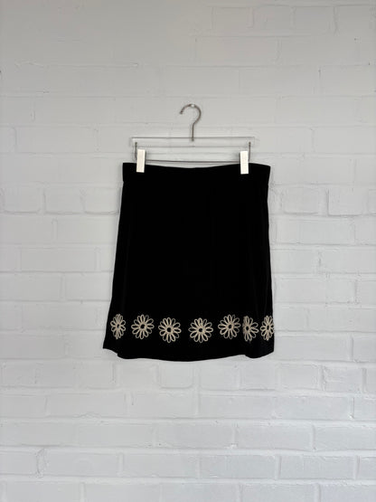 Agnés B Wool Blend Embroidered Flower Skirt
