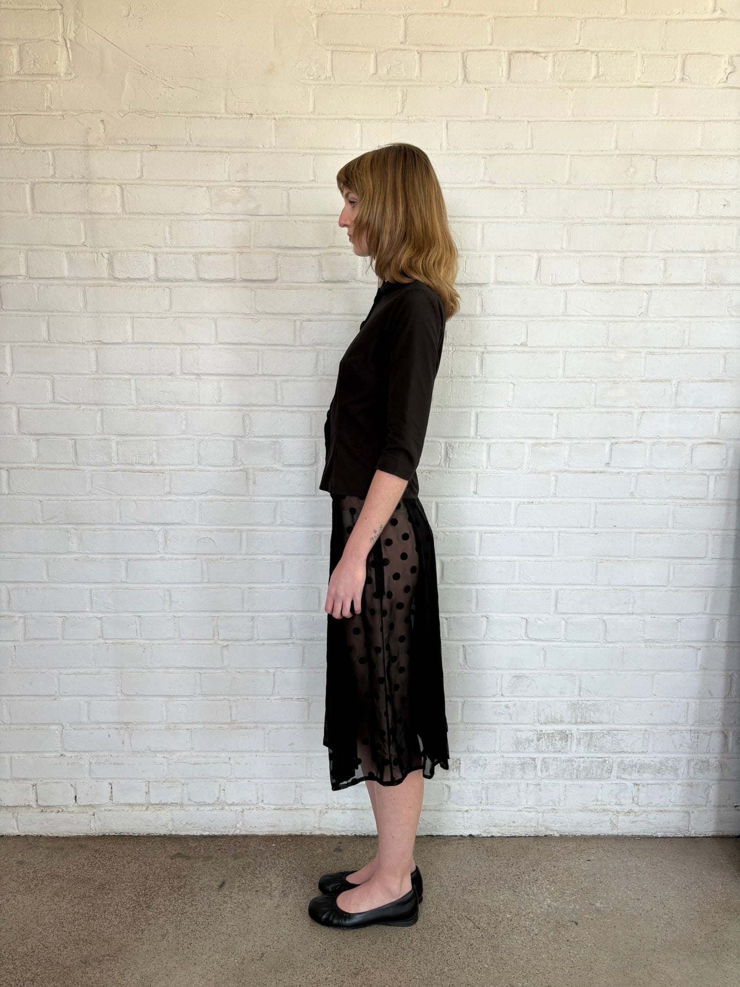 Agnés B Polka Dot Midi Skirt