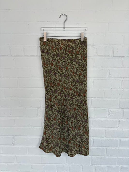 Agnés B Flower Print Silk Maxi Skirt
