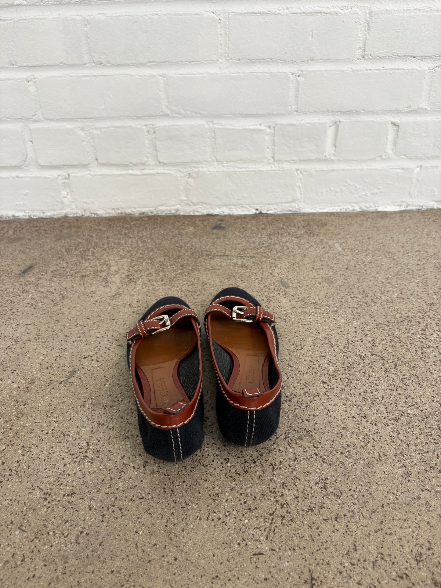 Chloé Canvas and Leather Flats