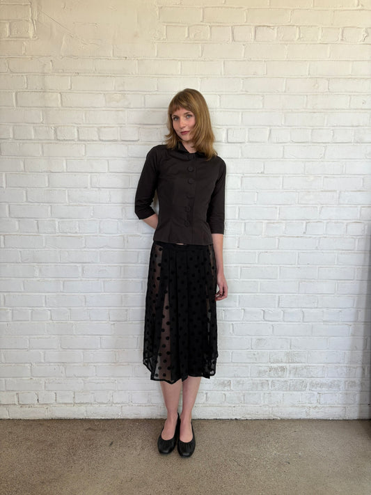 Agnés B Polka Dot Midi Skirt