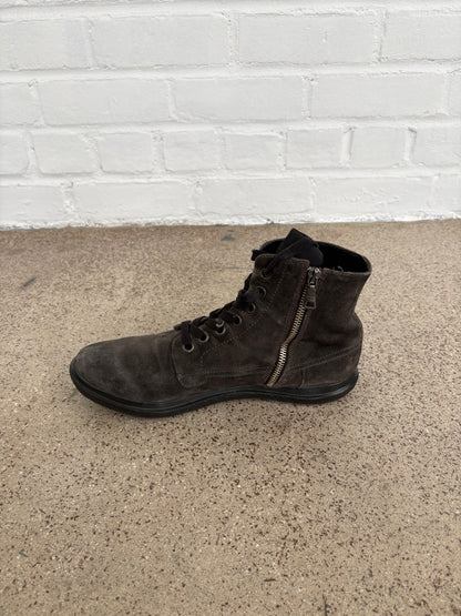 Prada Suede Zip Up Sneakers