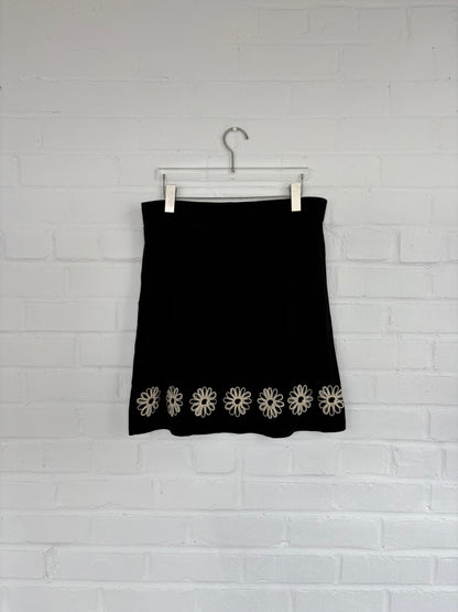 Agnés B Wool Blend Embroidered Flower Skirt