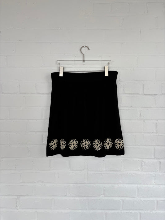 Agnés B Wool Blend Embroidered Flower Skirt