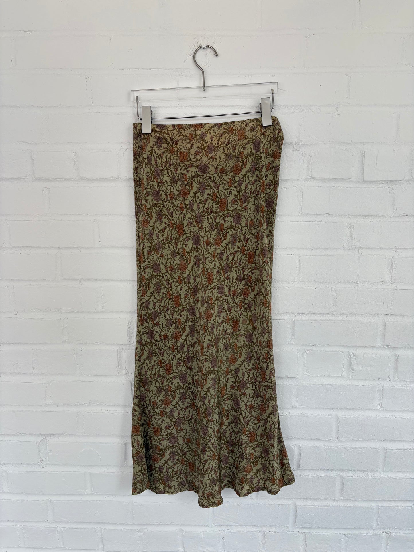 Agnés B Flower Print Silk Maxi Skirt