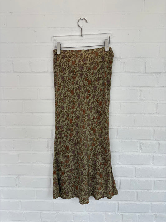 Agnés B Flower Print Silk Maxi Skirt