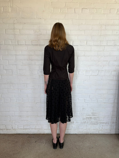 Agnés B Polka Dot Midi Skirt