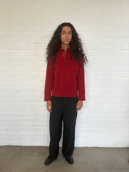 Stone Island Black Buttoned High-Neck Sweater