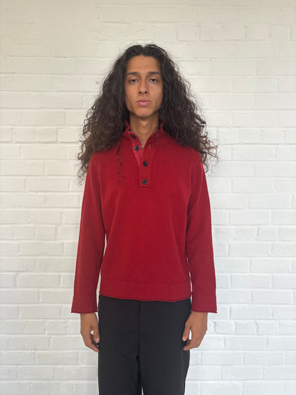 Stone Island Black Buttoned High-Neck Sweater